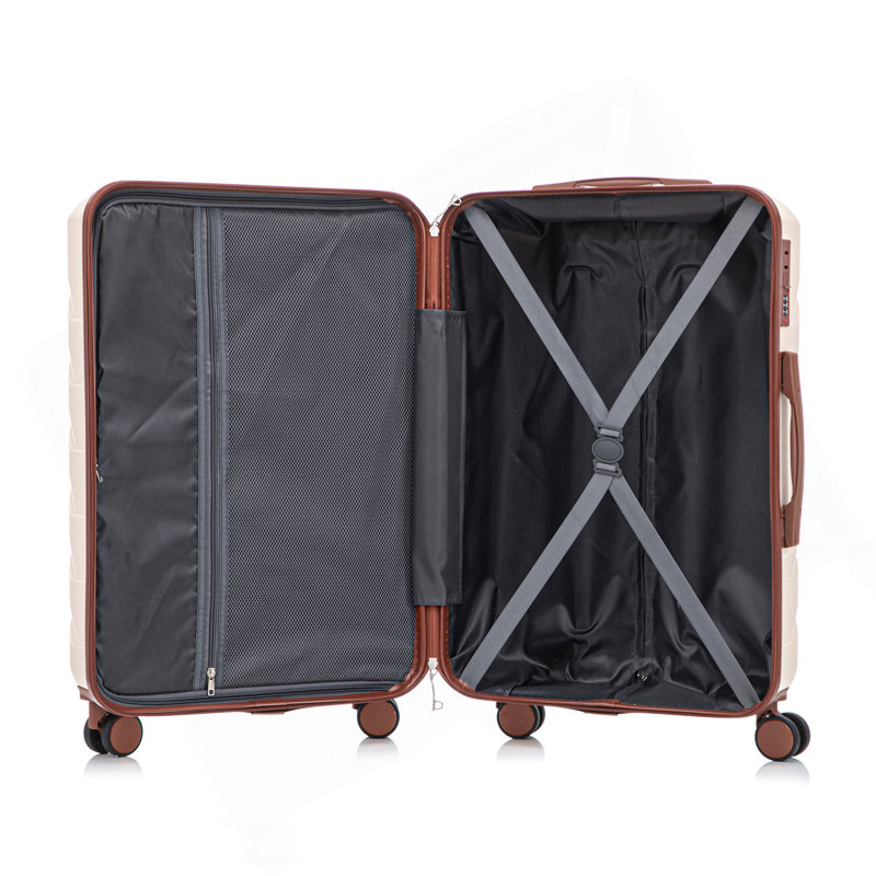 20 po / 24 po / 28 po 3 pièces / ensemble en valise à roulettes ABS, couleur assortie, avec serrure à combinaison (beige)