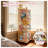 Natural Wood Stuffed Animal Storage Rack with Rolling Casters - 52.76" Tall Large Capacity Organizer for Kids Room