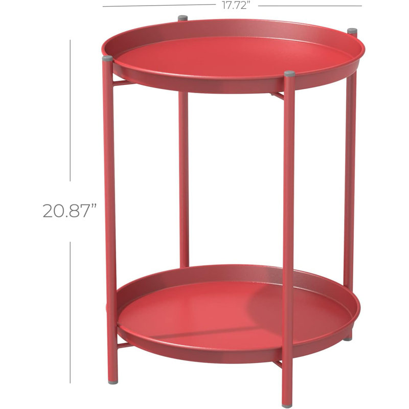Table de bout Olilawn, table d'appoint d'extérieur, conception à double couche, disponible en différentes couleurs, Rouge