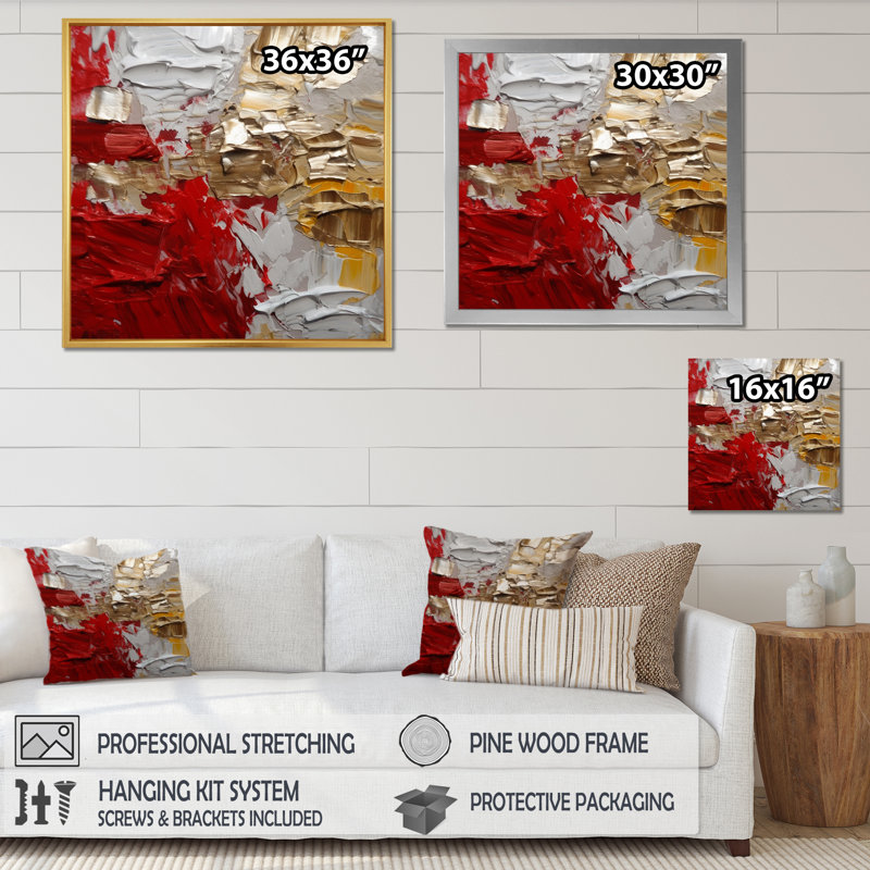 «Cardinal Sin Retro Delight Abstract Red & Gold», reproduction d'art sur toile, H 24 po x l 24 po x P 1 po
