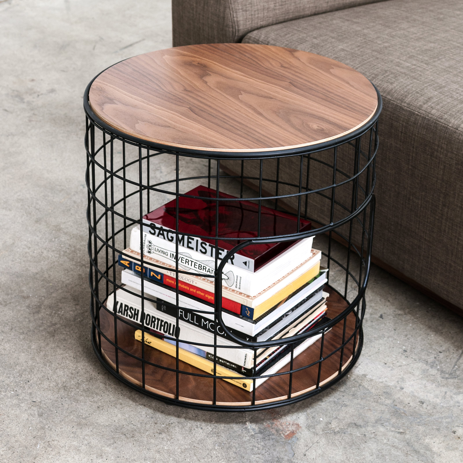Wireframe End Table, Walnut