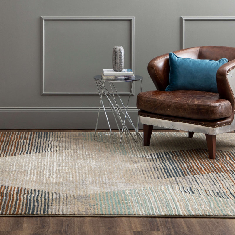 Gray Geometric Stain-Resistant Synthetic Area Rug