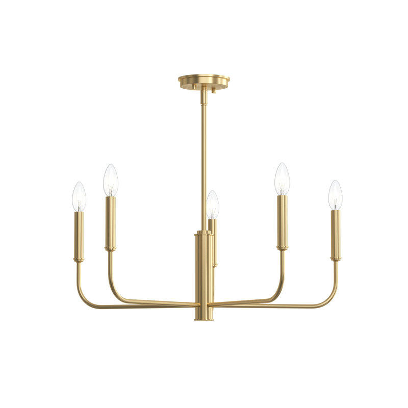 Reines Five-Light Brushed Gold Medium Chandelier, Brushed Gold