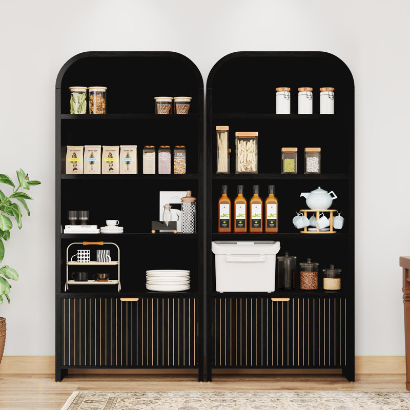 70'' Tall Arched Storage Display Cabinet, Black
