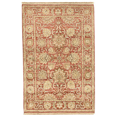 Hand Knotted Wool Area Rug in Red