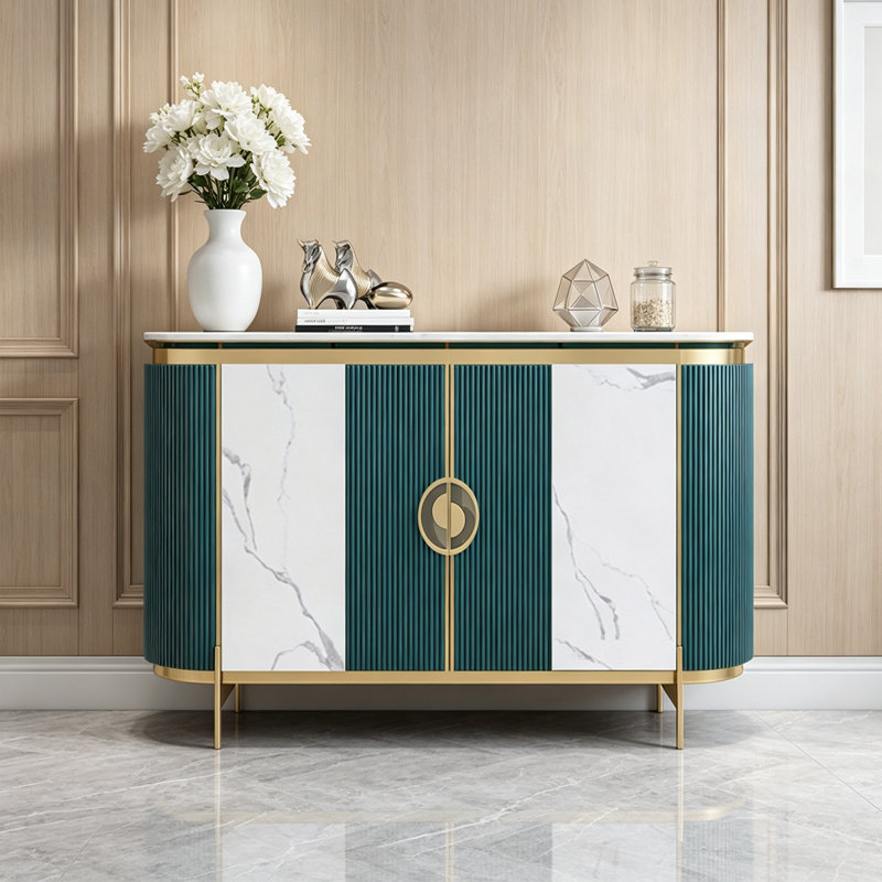 Buffet multifonctionnel de style italien, 35.43" H x 59.06" W x 15.75" D, Green/White