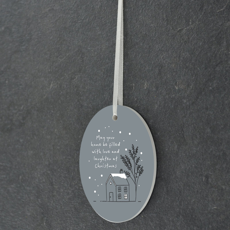 The Seasonal Aisle House Love & Laughter Oval Shaped Ceramic Ornament