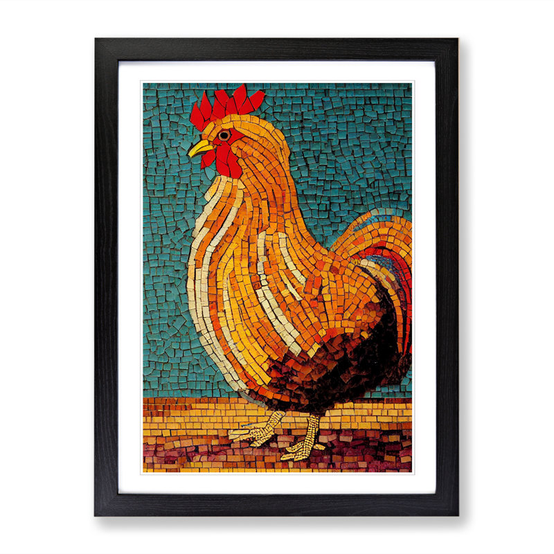 Chicken Mosaic - Single Picture Frame Print, Black Framed, 64cm H x 46cm W x 2cm D
