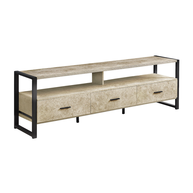 Meuble télé Kaya, 3 tiroirs, 2 tablettes, crème 72 po, Crème, crème
