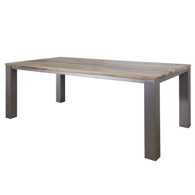 Le Havre Solid Wood Top Metal Base Dining Table, H76 x L160 x W90cm