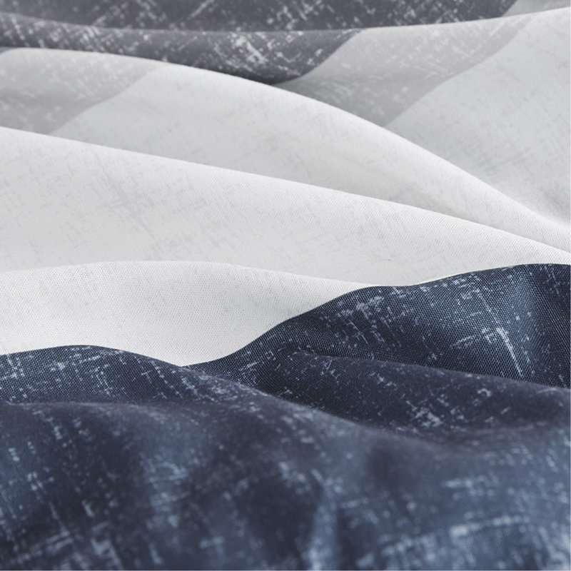 Lit d'édredon rayé gris, bleu marine, bleu - Literie de literie complète lavable à la machine et traitée avec literie en microfibre pouvant accueillir jusqu'à 14 po