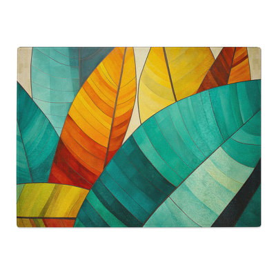 Leaf Geometric  Glass Chopping Board