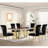 Rayni Rectangular Faux Marble Top with Stainless Steel Base Dining Table-973394804-973394805