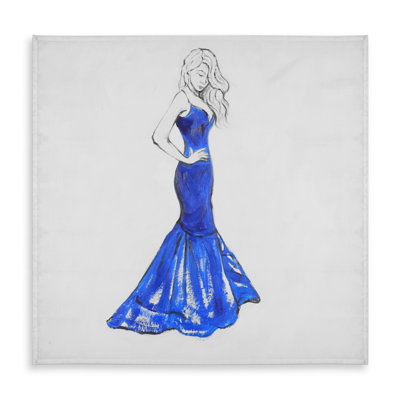 Lady in dress Classic Blue Tablecloth for Indoor Outdoor Decor