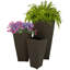 Ensemble de 3 pots à fleurs carrés en rotin Polyrattan - brun