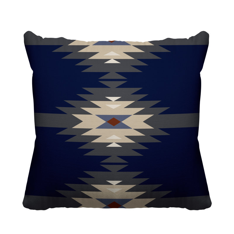 Coussin décoratif intérieur / extérieur Onida Southwestern, Bleu marine, L 17 po x H 17 po