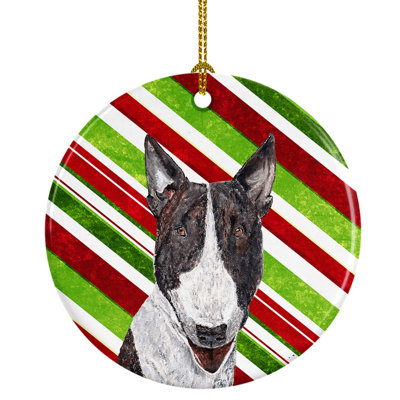 Ornement figurine suspendu en céramique bull terrier
