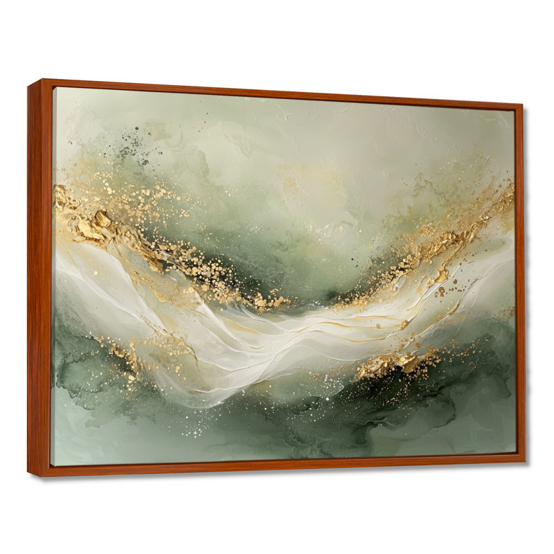 «Ephemeral Emerald Pathway To The Gemstone III», art mural encadré en marbre, H 16 po x l 32 po, Cadre flottant, Brun