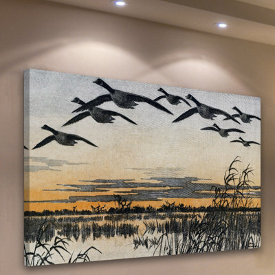 «Geese In Flight», reproduction d'art sur toile tendue