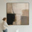 Très grand art mural imprimé sur tissu - Composition abstraite géométrique avec des accents noirs et beiges pour le salon ou la chambre à coucher - «Assemblage requis du cadre (cadre non fini)»-129758809