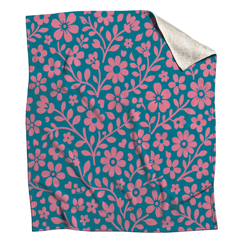 Couvertures à motif floral rose, L 50 po x H 60 po