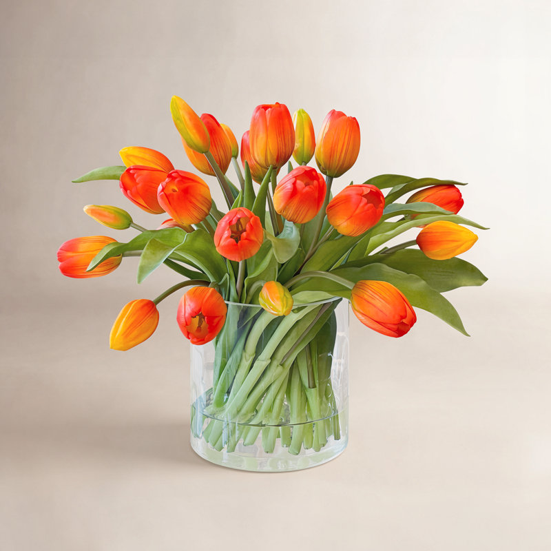 Tulip Arrangement in Vase, Orange