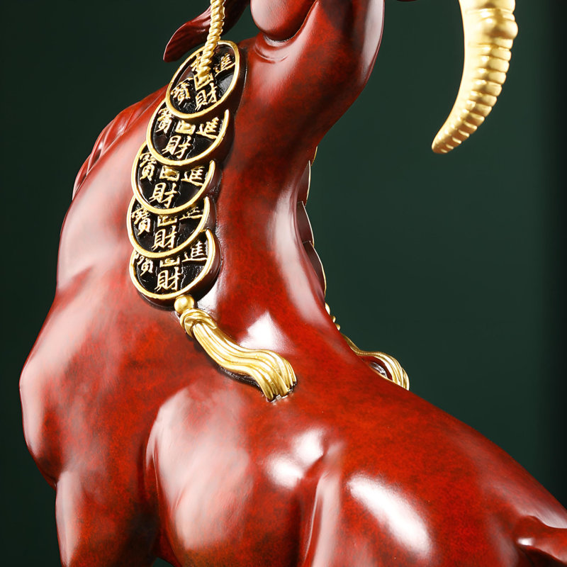 Statue de bélier de direction - ornement en laiton fabriqué à la main, H 18,5 po x l 13,19 po x P 5,12 po