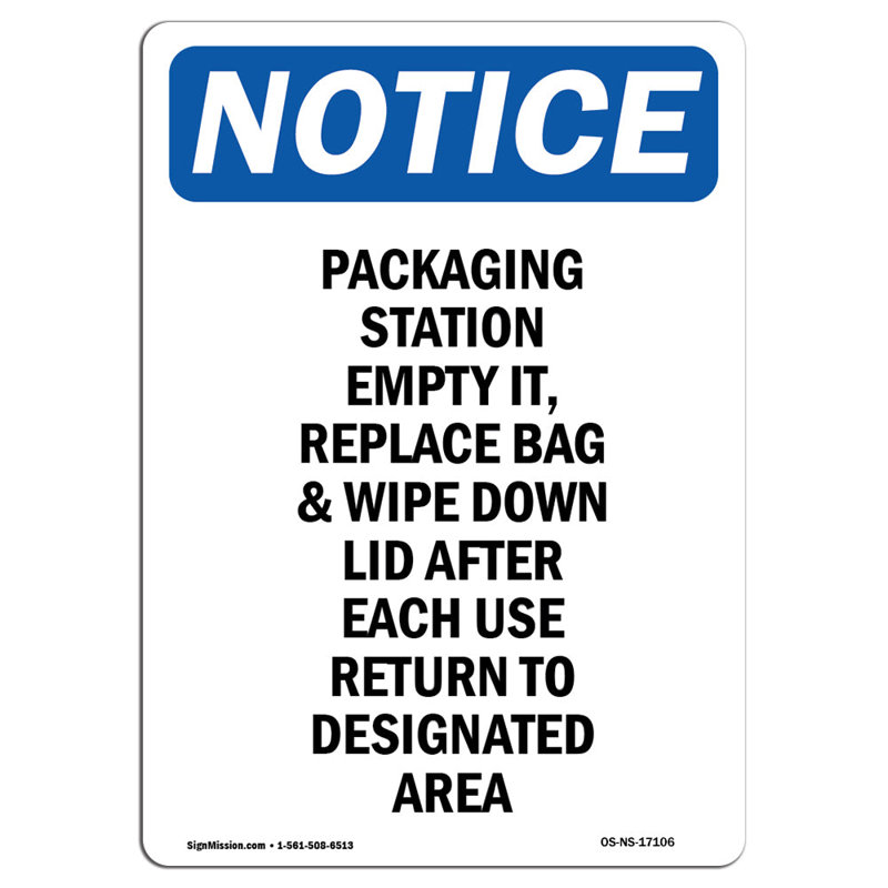 Packaging Station Empty It Replace Sign