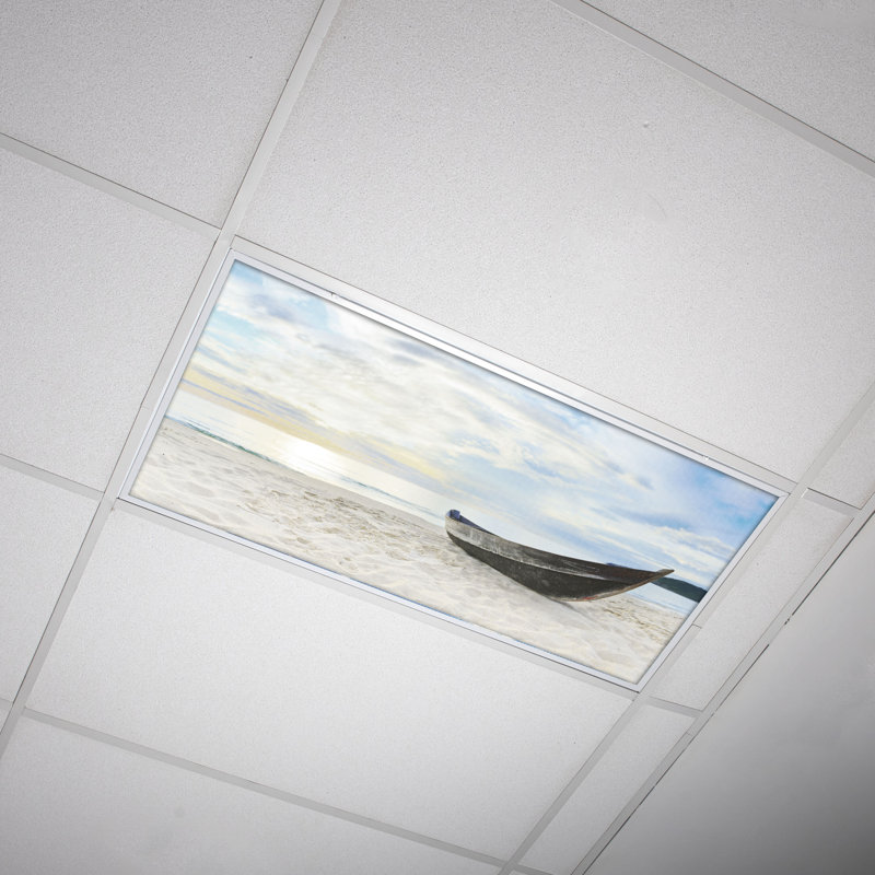 Beach Classroom Fluorescent Light Covers for Ceiling Lights - For 2x4 Light Fixture - by Octo Lights