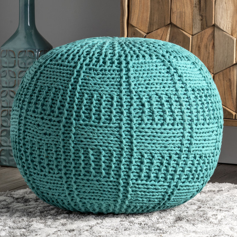 Upholstered Pouf, Teal