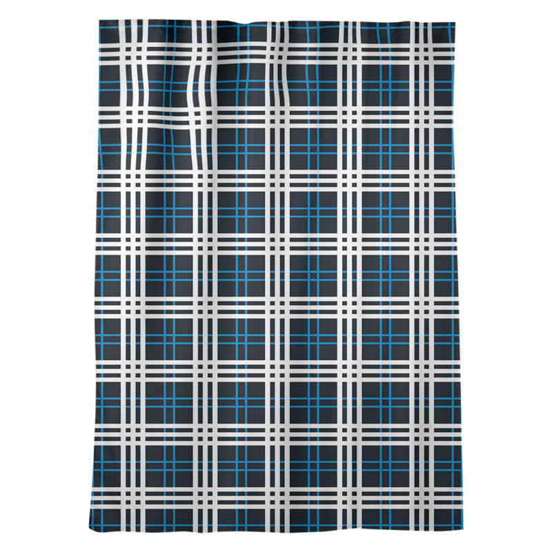 Room Darkening Curtain Single Panel, White/Black/Navy