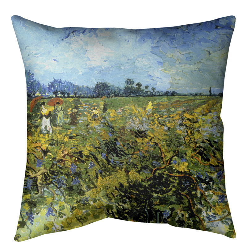 Coussin en vineyard, Bleu, 20 po x 20 po, Polyester filé