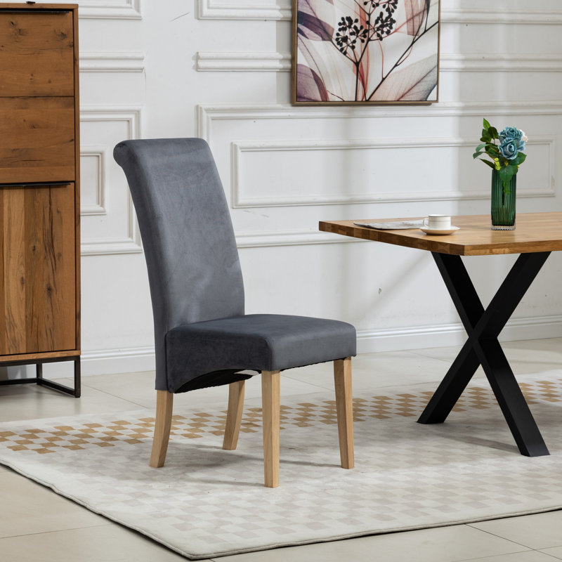 Rimini 0cm H Upholstered Dining Chair, Velvet/Dark Grey