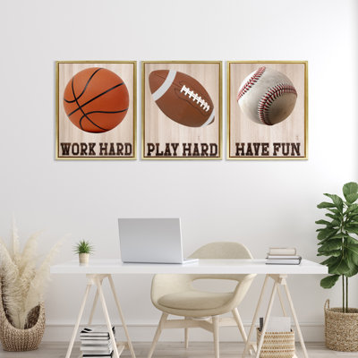 Ensemble de cadres flottants 3 pièces Motivational Sports Words, design par Marcus Prime