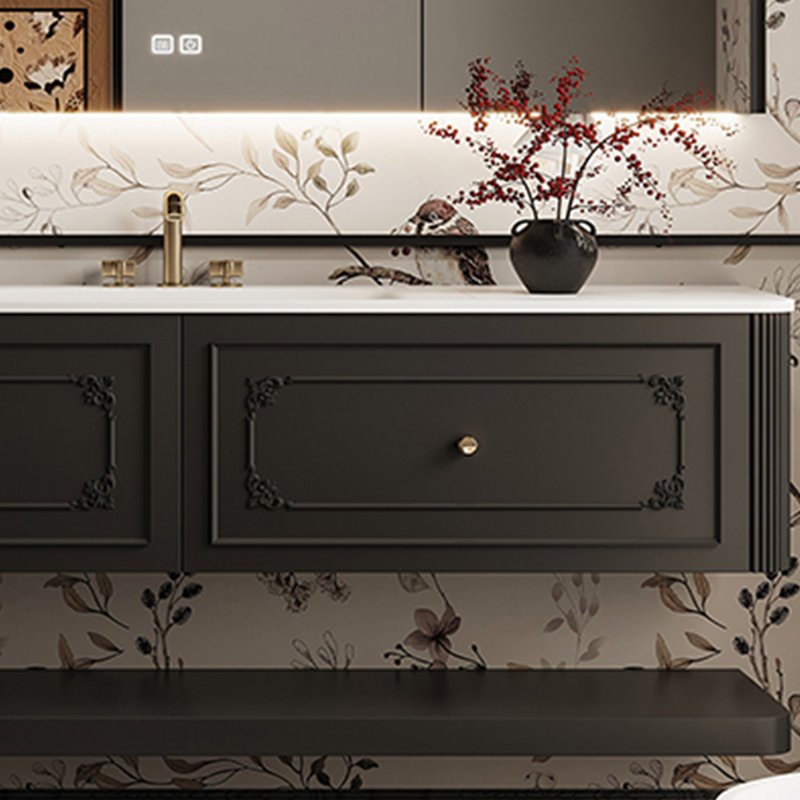 American-style light luxury bathroom cabinet, Black, 18.35" H x 59.06" W x 21.65" D