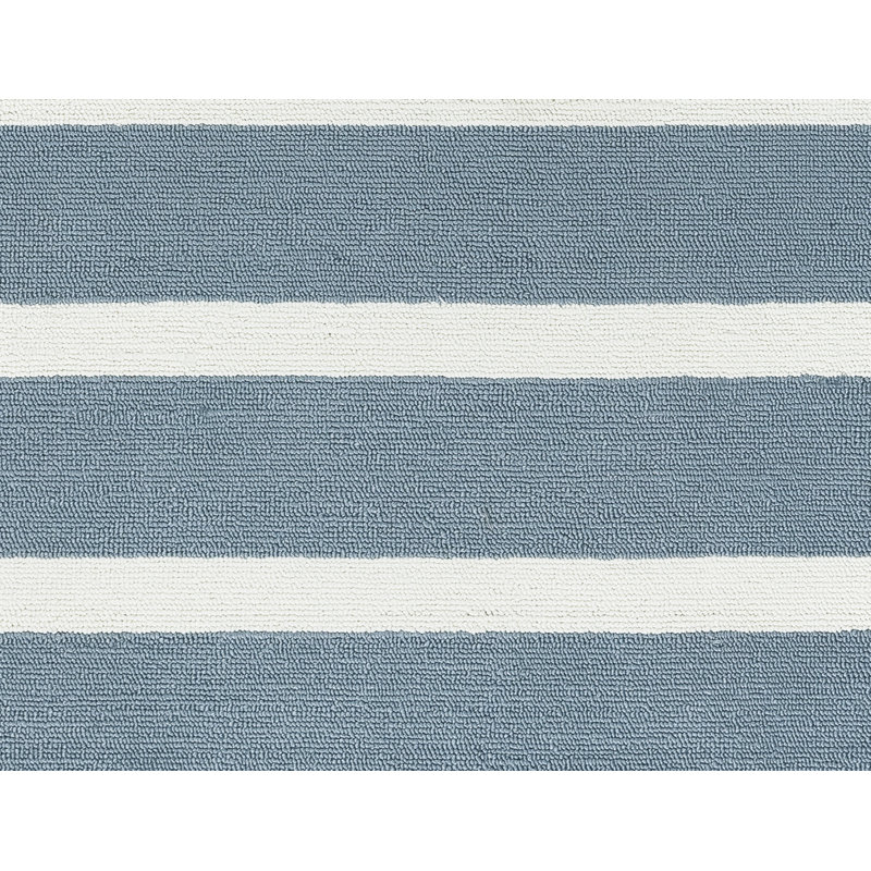 Tapis intérieur/extérieur gris touffeté rayé Malakoff, Rectangle 5 pi x 7 pi 6 po