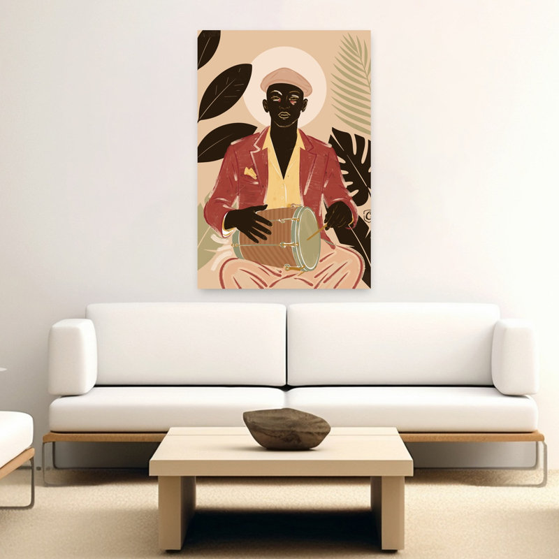 Tropical Drummer Elegant Abstract Plant Tropical Wall Art Print 1 Piece Wrapped Canvas Wall Art, 152.4cm H x 101.6cm W