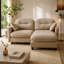Canapé modulaire en L avec repose-pieds Cloud, revêtement en chenille douce, dossier rembourré capitonné, mousse haute densité pour espaces polyvalents-1253290821