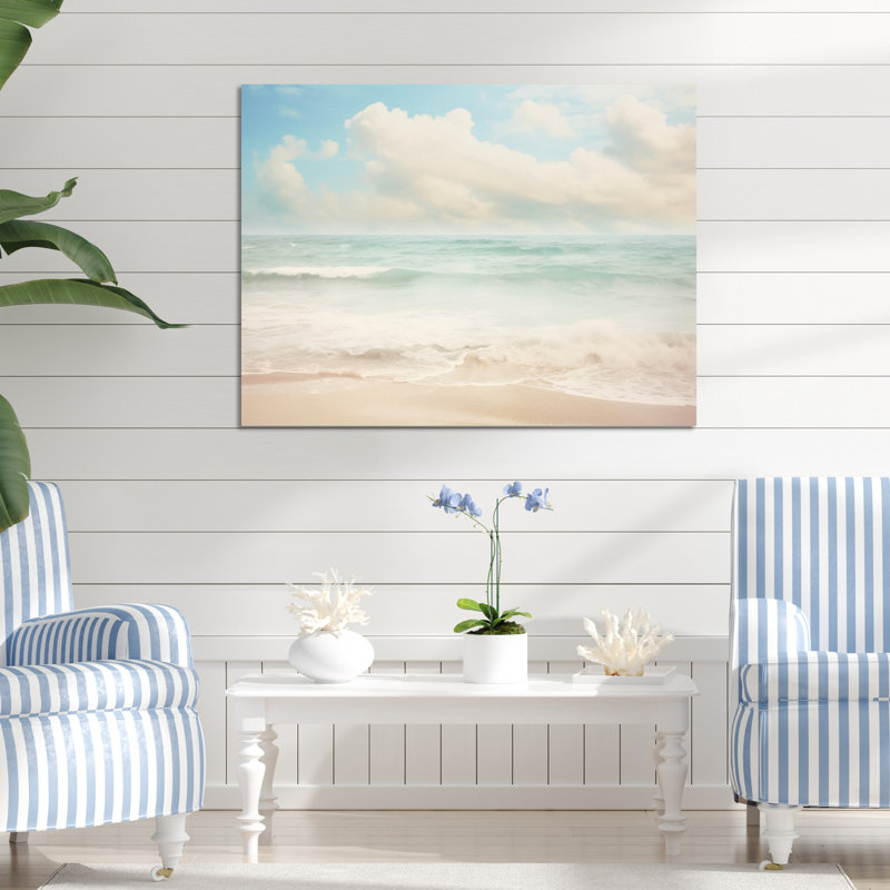 Minimalisme plage paysage V - nautique et plage métal Art mural salon, H 12 po x l 20 po x P 1 po