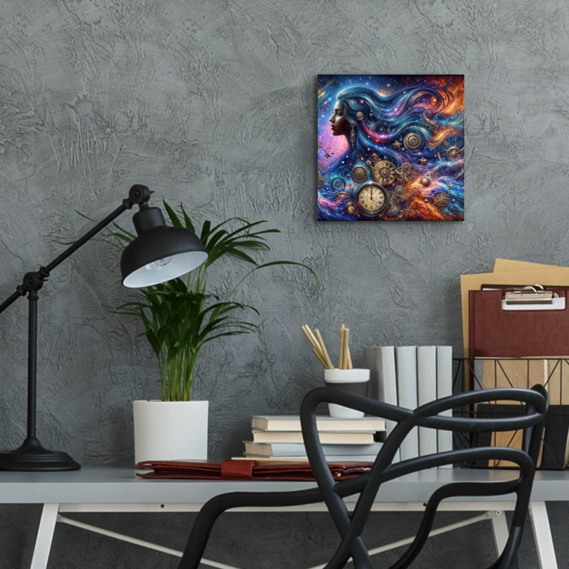  Art mural en verre «Celestial Time Keeper 1» par Rey Klimt, H 12 po x l 12 po x P 0,13 po