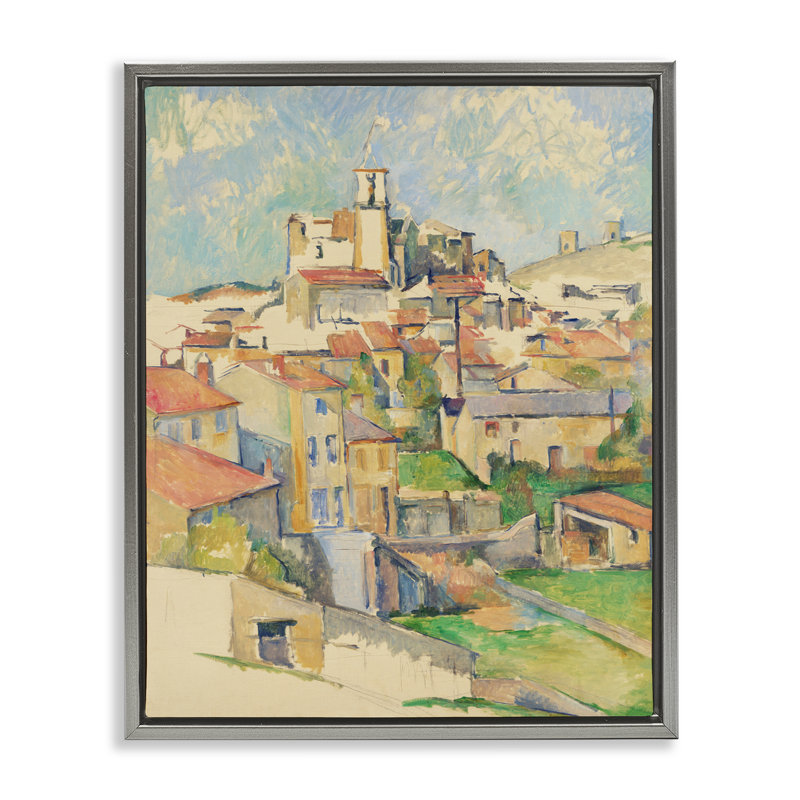 Cadre flottant Gardanne Cezanne Cityscape, design par Paul Cezanne, H 21 po x l 17 po, Cadre flottant gris lustré