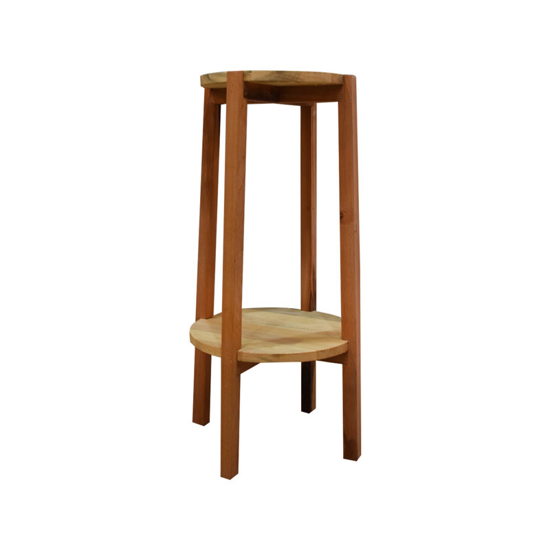 Handmade Modern Side Table, Beech & Pine, 11.8 in Diameter x 30.3 in Height | Flat Varnish Finish | Rustic Scandinavian Design | Perfect for Living Room & Bedroom - Stylish & Functional Furniture Piece