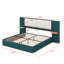 Grand lit plateforme tapissier avec tablettes latérales intégrées et coins arrondis doux et anti-collision-746548520