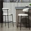 Tabouret de bar 26 po à hauteur de comptoir avec tabouret de bar et housse en tissu noir avec revêtement thermolaqué et repose-pieds (neige)-1962713312