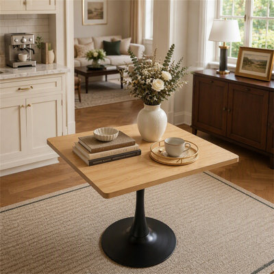 Mid-Century Modern Pedestal Bistro Table with Wipe-Clean Surface