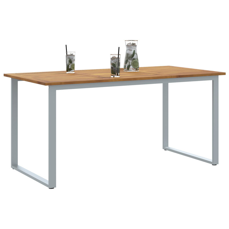Solid Wood Top Metal Base Dining Table, 75cm H x 160cm W x 80cm D