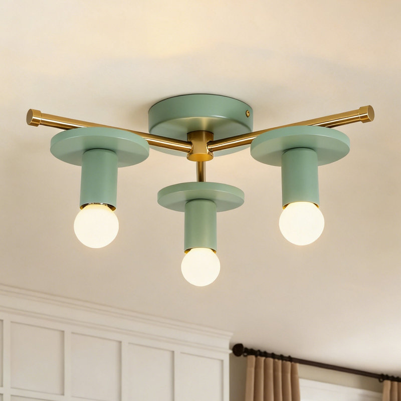  Rustech 3 - Light Flush Mount Ceiling Light for Living Room, Green
