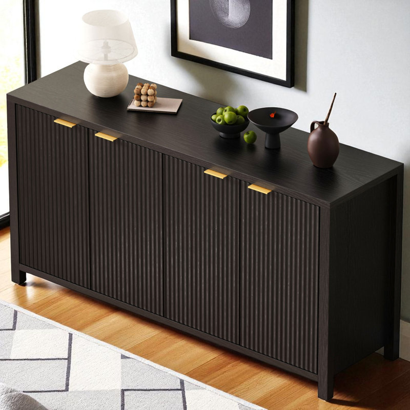 Buffet de ferme de 55 po de largeur avec tablettes réglables, Noir