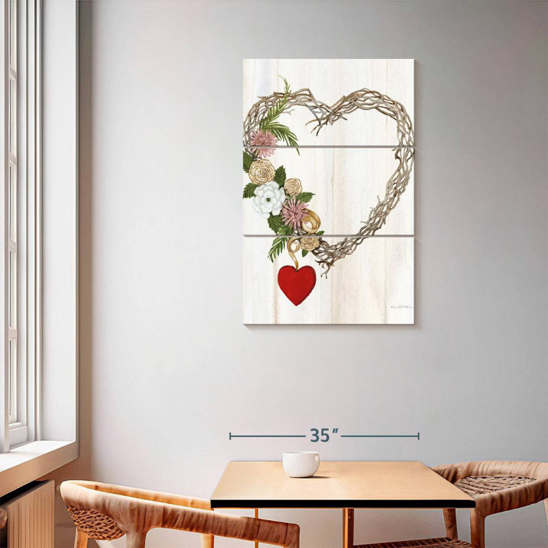 Hardie Rustic Valentine Heart Wreath I, 57" H x 36" W