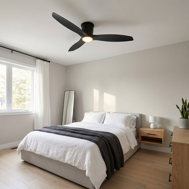 Aisling Ceiling Fan with LED Lights, Midnight Black, Midnight Black, 52"